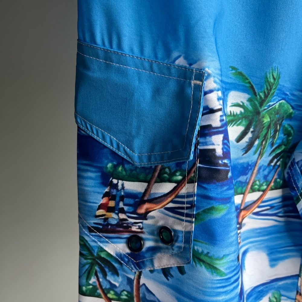 NWT Gwada Surf Floral Men's Swim Shorts - Blue Tropical Print Size 30 - Picture 3 of 7